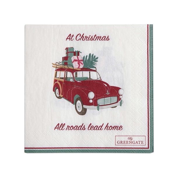 Christmas Car White servietter lille fra GreenGate - Tinashjem