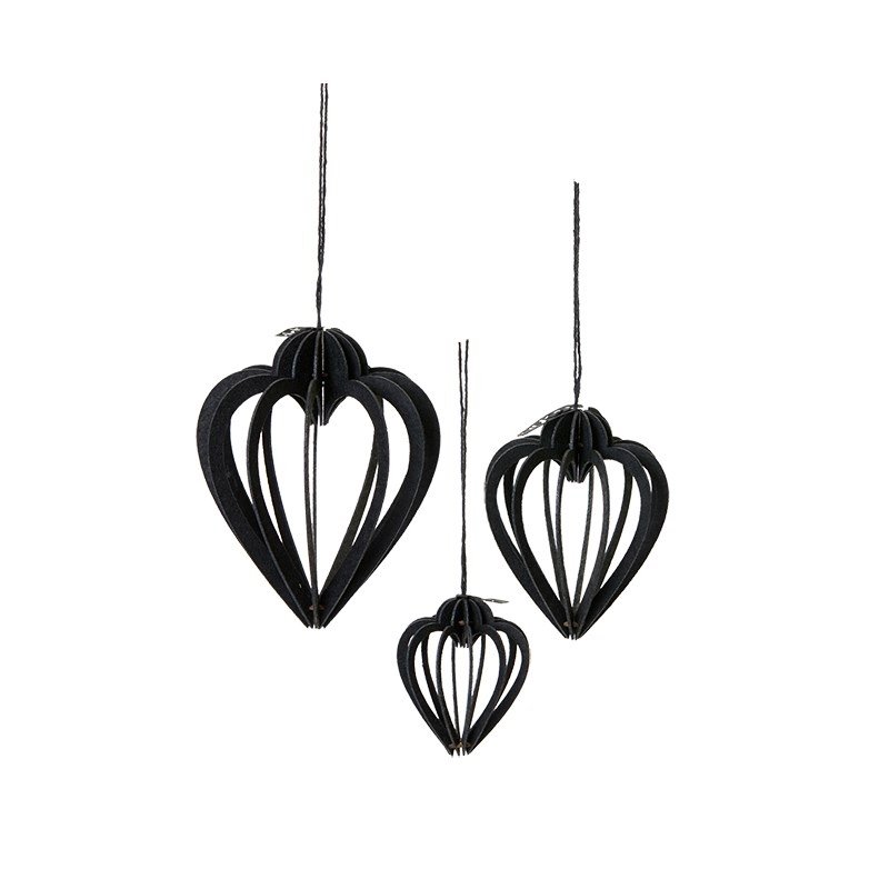 L�bech Living Heart Shaped Silhouettes s�t af 3 Black - Fransenhome