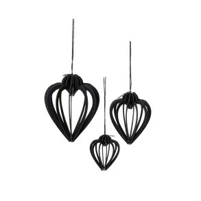 L�bech Living Heart Shaped Silhouettes s�t af 3 Black - Fransenhome
