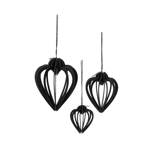 L�bech Living Heart Shaped Silhouettes s�t af 3 Black - Tinashjem