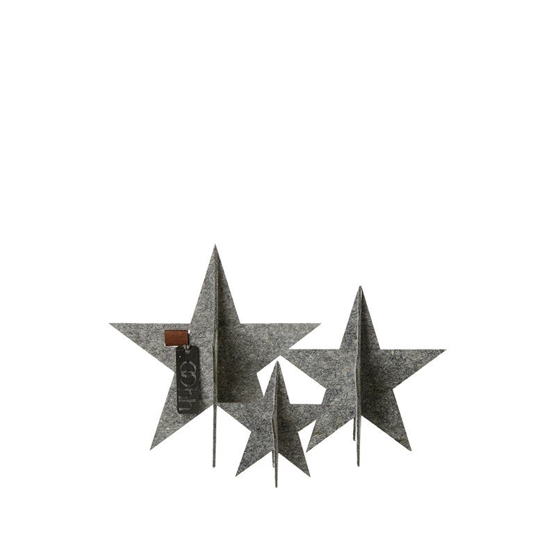 L�bech Living Standing Felt Star 3 stk. grey popul�r produkt - Fransenhome