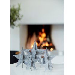 L�bech Living Standing Felt Star 3 stk. grey 3 st�rrelser - Fransenhome