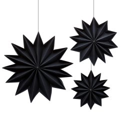 Stjernestunder Pleats stjerner sort 3 st�rrelser - Fransenhome