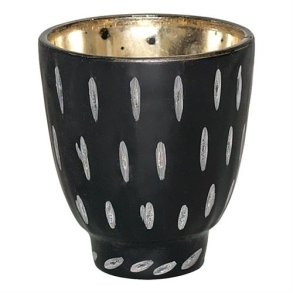 Fyrfadsstage Tealight black with cutting 9 cm fra GreenGate - Tinashjem