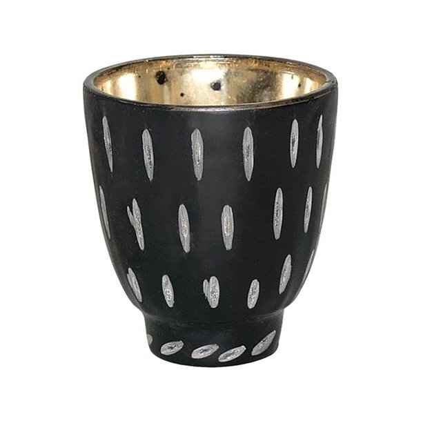 Fyrfadsstage Tealight black with cutting 9 cm fra GreenGate - Tinashjem