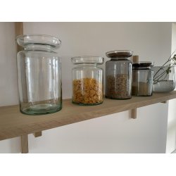 L�bech Living Valencia duo vase, lysestage og opbevaringsglas 17 cm p� hylde i k�kken - Fransenhome