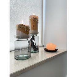 L�bech Living Valencia duo vase, lysestage og opbevaringsglas 17 cm med bloklys i vindue - Fransenhome