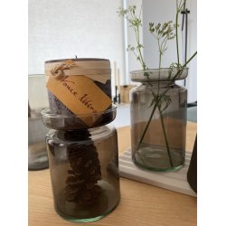 L�bech Living Valencia duo vase, lysestage og opbevaringsglas 17 cm i vindue med lys og gren - Fransenhome