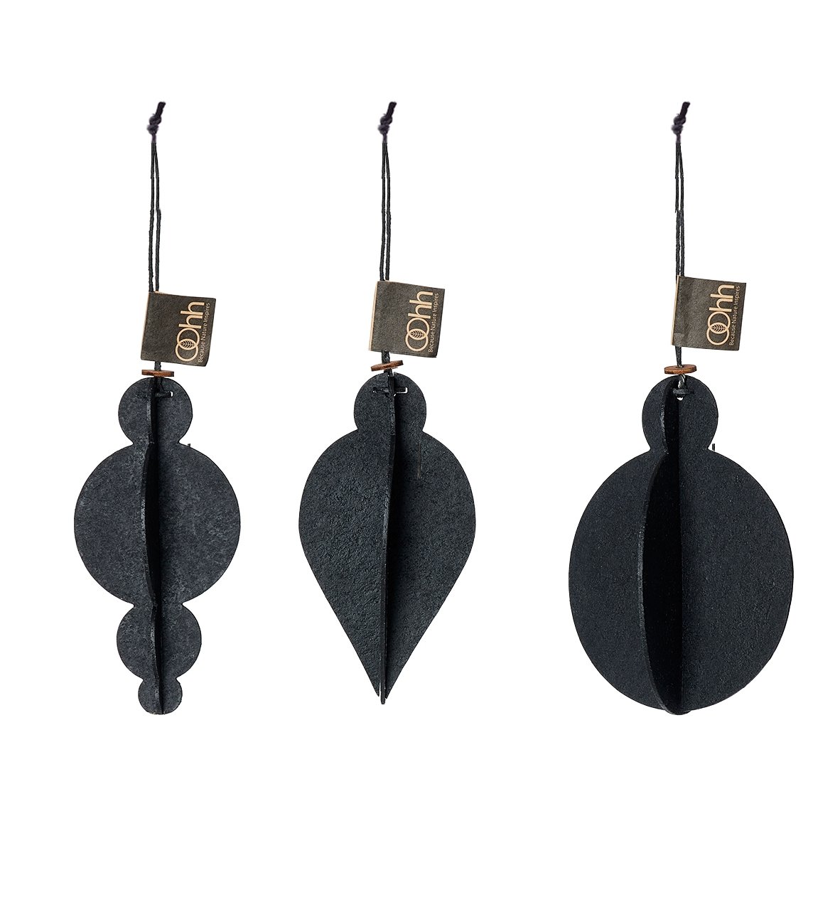 L�bech Living xmas Felt ornaments 3 stk. sort - Fransenhome