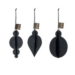 L�bech Living xmas Felt ornaments 3 stk. sort - Fransenhome