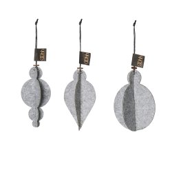 L�bech Living xmas Felt ornaments 3 stk. gr� - Fransenhome