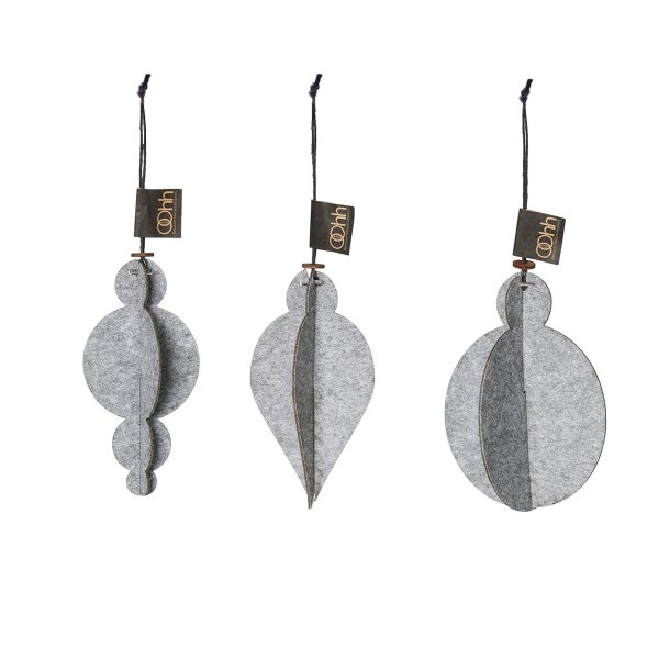 L�bech Living xmas Felt ornaments 3 stk. gr� - Tinashjem
