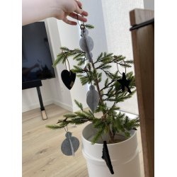 L�bech Living xmas Felt ornaments 3 stk. gr� p� juletr�  - Fransenhome