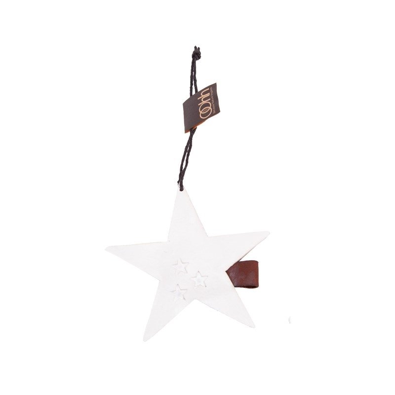 L�bech Living Star Ornament padded xmas hvid til oph�ng - Fransenhome