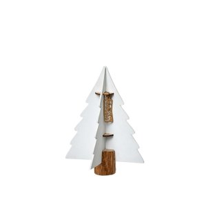 L�bech Living Xmas paper tree on woodenbase hvid 15 cm - Fransenhome