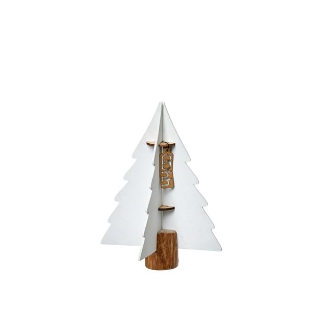L�bech Living Xmas paper tree on woodenbase hvid 15 cm - Tinashjem