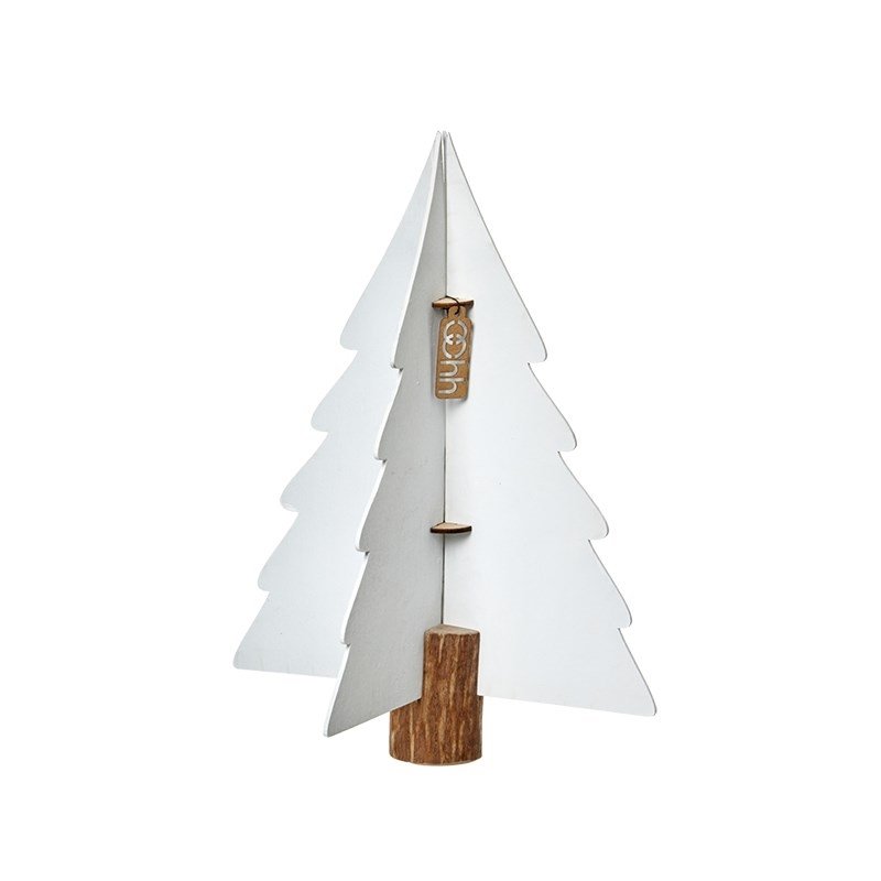 L�bech Living Xmas paper tree on woodenbase hvid 25 cm - Fransenhome