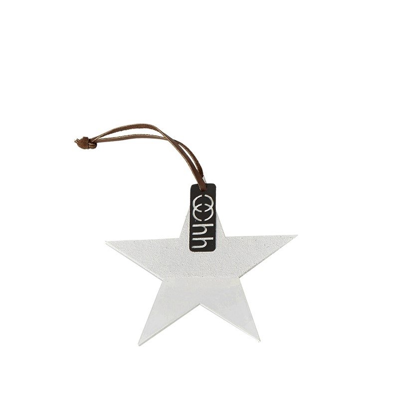 L�bech Living Star Ornament Half Sanded White til oph�ng - Fransenhome